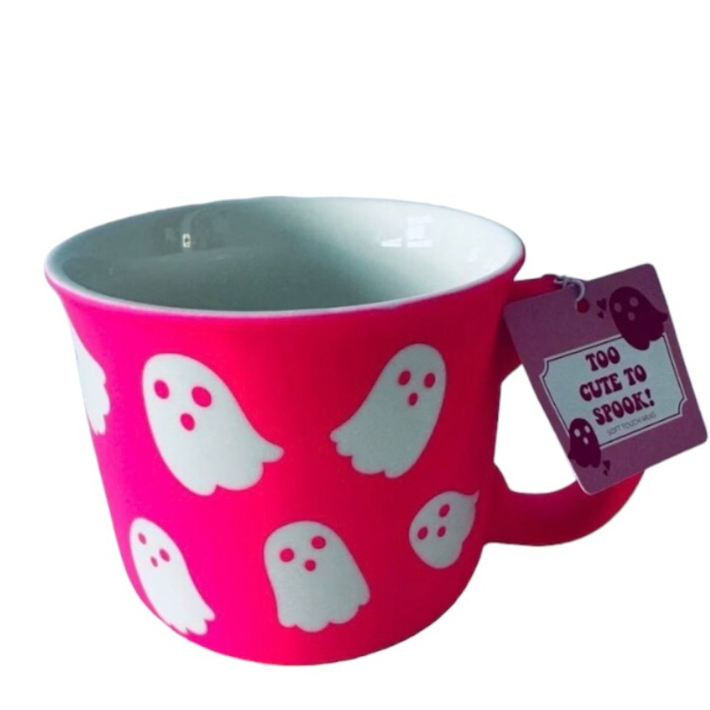Too Cute To Spook Pink Ghost Halloween Mug Spooky Cute Decor